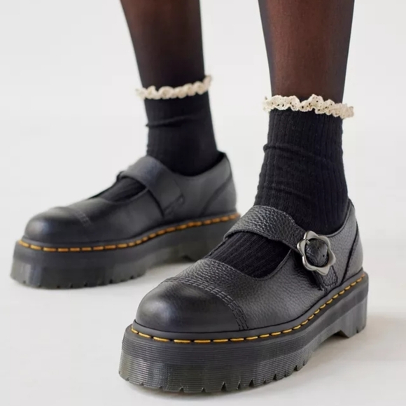 Dr. Martens Addina Flower Buckle Leather Platform Mary Jane Shoes - Picture 4 of 12